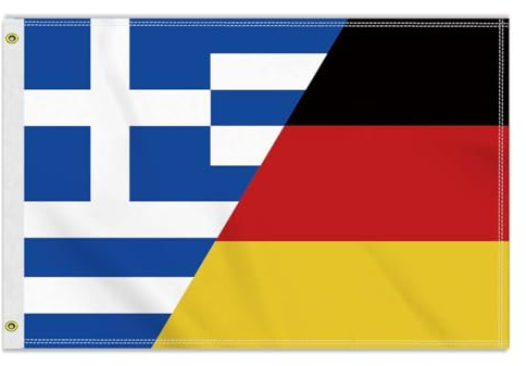 Große 60×90 CM Griechenland Deutsch Flagge, 2×3FT Medium 150D Griechisch banner,Strapazierfähige Doube-Seitendruck Dekor Messingösen Medium Greece