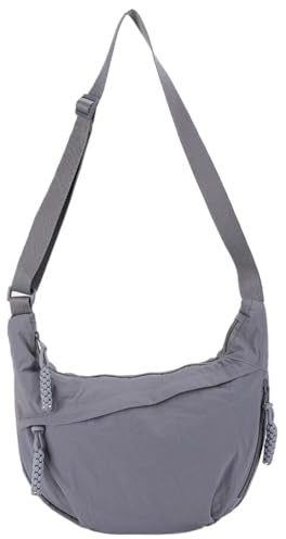 Aodejoy Halbmond Umhängetasche Damen,Hobo Tasche,Nylon Crossbody Bag Damen mehrere Taschen Schultertasche mit verstellbarer Schultergurt,Volltonfarbe,große Kapazität für Reisen Arbeit Uni-Grau