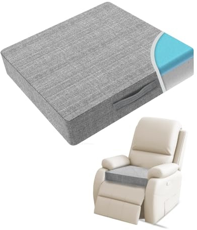 Recliner Cushion for Elderly 20x20in,Memory Foam Seat Cushion Soft and Comfy for Long Sitting on Recliner Chair,Couch,Armchair,or As Floor Pillow,Large Chair Pad (Medium Soft Grey, 3 in thickness)