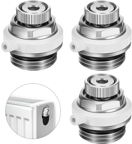 UQTUKO Válvula de purga automática, 3 unidades, válvula de purga de radiador de cobre para conexión de 1/2 pulgadas, tapón de ventilación de radiador, válvula de ventilación automática