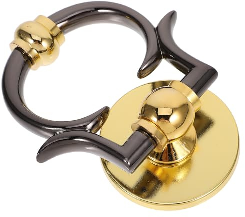 MALUGOGO Battente per porta d'ingresso in lega di zinco in stile europeo nero e oro anello batacchio decorativo in metallo antico per ingresso domestico