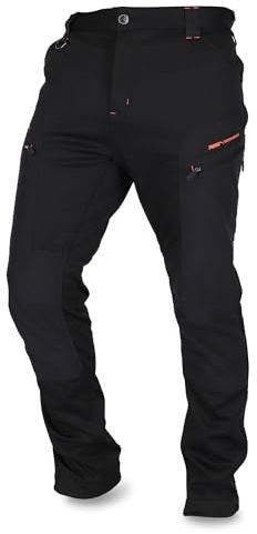 PUMA Workwear ProOne Alpine Pantalon doublé pour homme – Pantalon d'extérieur pour homme – Pantalon softshell coupe-vent et imperméable avec doublure chaude – Pantalon de ski élastique, noir/orange