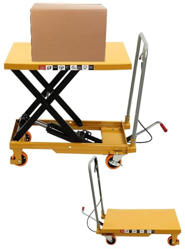 Carrello elevatore idraulico a forbice con ruote di bloccaggio, capacità 1000 kg, perfetto per magazzini e fabbriche movimentazione e trasporto dei materiali