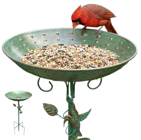 Vogelbad aus Metall für Vögel,Futterschale für Vogelbäder und Tränken - Stehendes Kolibri Bad Und Futterstelle | Für Garten Balkon Terrasse Fensterbank Rasen Sitzplatz