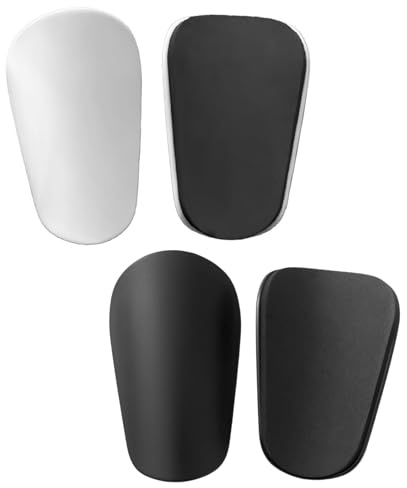 4 Piezas Mini Espinilleras Fútbol Ultraligeras 10x6 cm, Espinilleras Pequeñas Fútbol Protección EVA Carcasa Resistente, Espinilleras Adultos Entrenamiento Fútbol Sala Competición Blanco, Negro