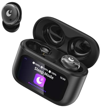 Wireless Earbuds with Smart Touch Screen, 2026 Mini Sleep Earbuds Bluetooth 5.4 Headphone In Ear with Noise Cancelling Mic, 48Hrs Playtime Hi-Fi Stereo Sound, 5 EQ Modes/IP7 Waterproof Ear Buds Black