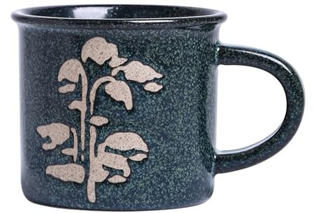 Cappuccinokopp Mellanstor kaffemugg i stengods med retro blommönster Kaffemugg
