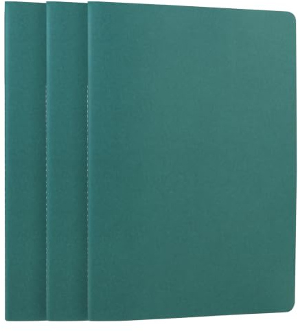 HOMEMARS Notizbuch A4, 100 GSM,21cm x 28.5cm,Liniert,Grün,3 Stück,80 Seiten