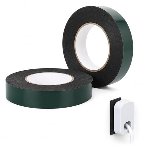 molicorl 2 Rolls Double Sided Foam Tape, 20m x 10mm Heavy Duty Waterproof Adhesive Tape, Mounting Adhesive Strip PE Sponge Traceless For Car Trims Number Plates LED Strips Home Decoratio