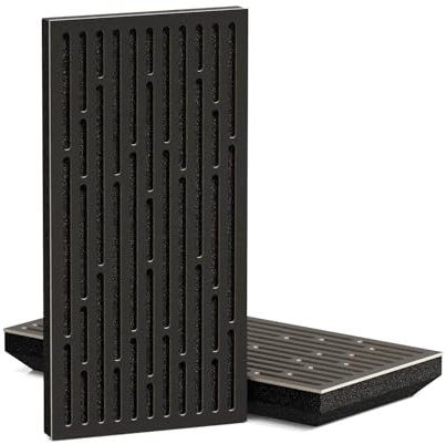 Pack de 4 paneles acústicos estrechos para absorción y difusión | 50 x 25 cm | Difusión - Reflexión - Insonorización | Modelo-Grosor-Color: [K1-33mm | Negro]