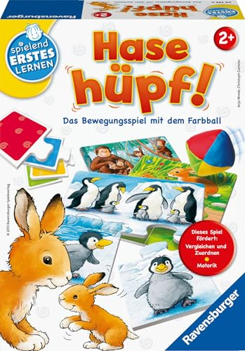 Ravensburger Kinderspiel Hase hüpf! - Lernspiel ab 2 Jahre | Spiel für 1-4 Spieler, Bewegungsspiel für die Kleinen, Spielend erstes Lernen, Geschenk für Jungen und Mädchen