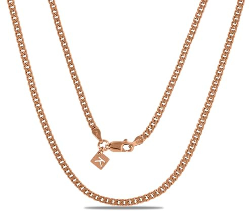 KEZEF Halskette Herren | 3mm Panzerkette Herren, Damen & Jungen | 925 Sterling Silber Männer Kette | Kette erhältlich in 925 Silber, 750 vergoldet und Rosegold vergoldet | Cuban Link Chain