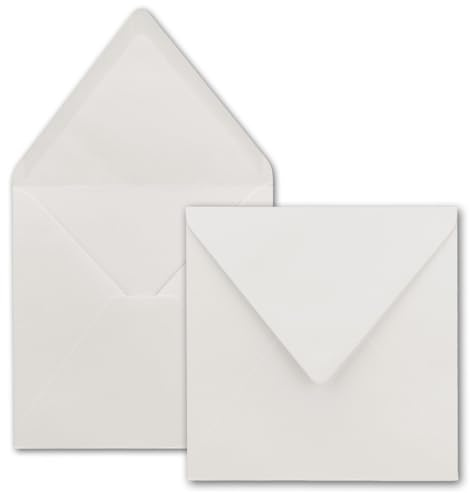50x Quadratische Briefumschläge in Hellgrau (Grau) - 15,5 x 15,5 cm - ohne Fenster, mit Nassklebung - 110 g/m² - Für Einladungskarten zu Hochzeit, Geburtstag und mehr - Serie FarbenFroh