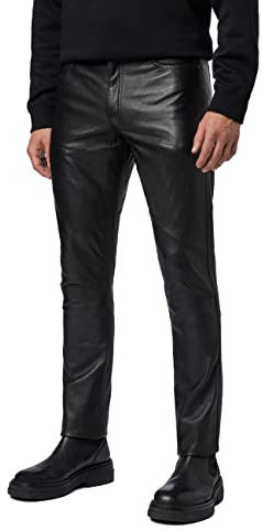 RICANO Slim Fit, Herren Lederhose/Lederjeans (Regular Waist), echtes Lamm Leder (as3, Numeric, Numeric_32, Regular, Regular, Schwarz)