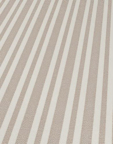 BRICOFLOR Gestreifte Tapete klassisch | Vlies Streifentapete in Beige Weiß für Esszimmer und Flur | Vliestapete mit Streifen ideal für Diele
