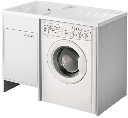 Negrari Garden Kit Montaggio Mobile Lavatoio Coprilavatrice Vasca SX Sinistra Copri Lavatrice DX Destra Resistente Acqua Acidi Asse Lavaggio Polipropilene Esterno Interno L109 P60 109x60 H92 cm