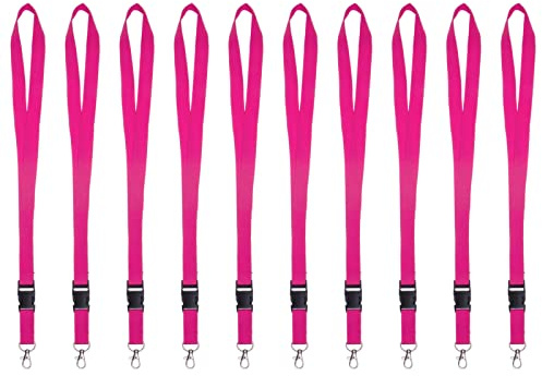 Karteo Schlüsselband pink mit Karabinerhaken und Schnalle [50 Stück] Lanyard Ausweishalter für Karten Ausweise Zugangskarten