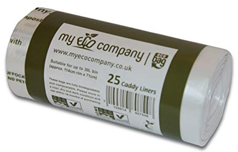 My Eco Company 30L X 25 Compostable Kitchen Food Waste Bin Bags Kerbside Caddy Liners (30 Litre)