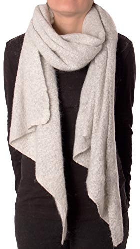 Eitex Damen offener kuscheliger Schal XXL Schal sanftes Material Viskose und Wolle Gemisch warm Stola (hellgrau)
