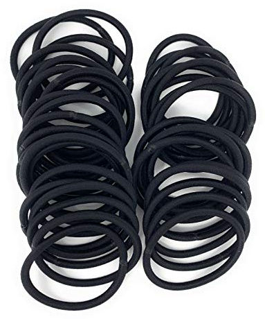 MSC 40 St 4 Mm Tjocka Elastiska Hårband 50 Mm Diameter - Tofsar Hästsvans Hållare Utan Metall för Kvinnor Flickor Barn Män - Perfekt för Tjockt Hår Svart