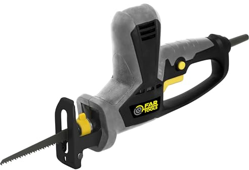 Fartools Scie sabre multi-matériaux 350W + 4 lames (bois-plâtre-métal-béton/céramique), 0-2350cp/min, changement lame rapide
