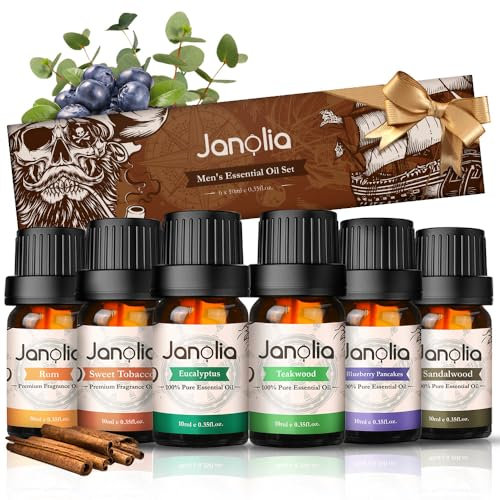 Janolia Ätherische Öle Set für Männer, Reines Natürliche Duftöl , für Diffuser, Naturrein Essential Oils für Zuhause Büro Spa, Ideal Ätherischen Geschenk für Familie Freunde
