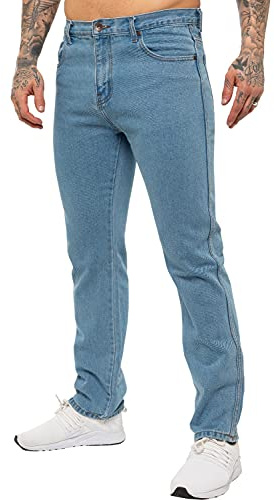 Kruze Mens Straight Leg Basic Jeans Regular Fit Work Denim Pants All Big Tall Sizes (34W / 27L, Light Stonewash)