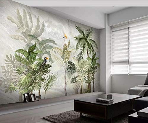 Fotomurali Carta Da Parati 3D Pappagallo Tropicale Della Pianta Della Foresta Pluviale Disegnata A Mano Tessuto Non Tessuto Carta Da Parati Camera Letto Moderna Soggiorno