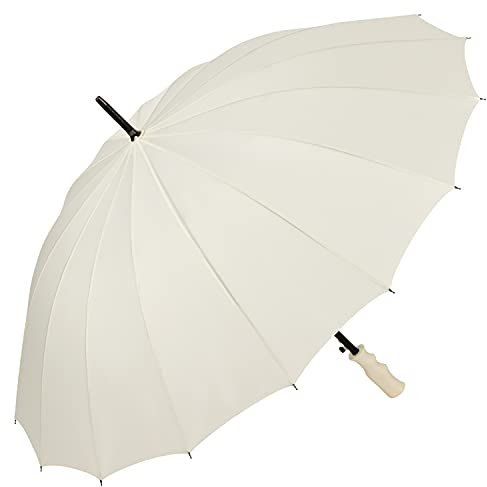 VON LILIENFELD® Regenschirm XL Durchmesser: 103 cm Sturmfest Auf-Automatik 2-Personen 16 Segmente Colin ecru