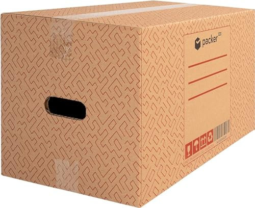 packer PRO Lot de 20 Boîtes en Carton pour Déménagement et Rangement avec Poignées, Carton Ultra Résistant, 430 x 300 x 250 mm