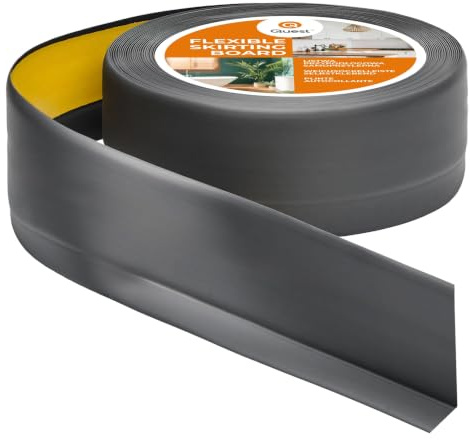 Quest Sockellist PVC mjuk självhäftande 50x20mm – grafit, 5 m | Bred böjbar avslutningslist för golv och vägg – tät och dekorativ, enkel montering inomhus