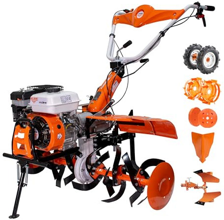 RURIS POWER FOR NATURE Motoculteur Thermique Professionnel 753FR, 7 CV, 212 CC, Largeur de Travail 99-101 cm, Buttoir, Roues 4.00-10, Roues Métalliques 400, Charrue Réversible, Contrepoids 10 kg