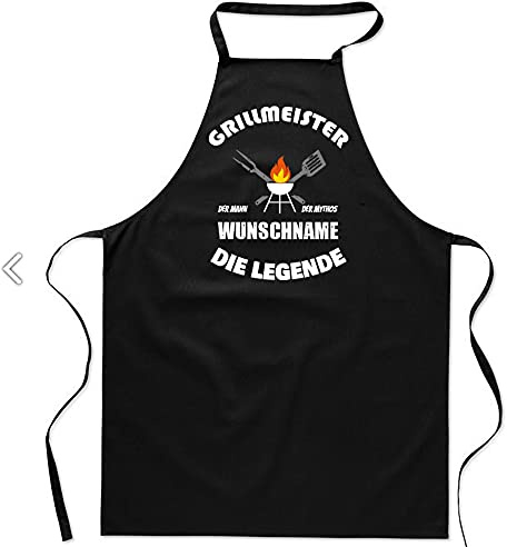 GERLINOVA Grillschürze mit eigenem Wunschnamen bedrucken lassen I Grillmeister [Wunschname] der Mann, der Mythos, die Legende. Mit Amazon T-Shirt Designer Anpassen