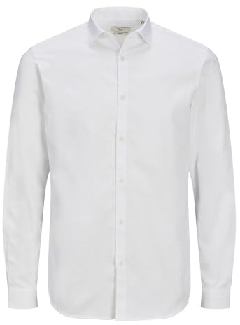 JACK & JONES Jprblacardiff Noos-Camiseta (Talla L/S) Manga Larga, Blanco, XL para Hombre