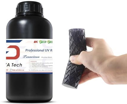 Siraya Tech Tenacious 3D-Druckerharz flexibel, 405 nm UV-härtendes Harz mit hoher Schlagfestigkeit Standard-Fotopolymerharz für LCD-DLP-3D-Druck (1kg, Obsidianschwarz)