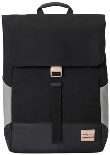 Johnny Urban Laptop Rucksack Damen & Herren Schwarz - Mika | Moderner Laptop Tagesrucksack für Schule, Uni, Fahrrad - 14L - Stylischer Backpack - Wasserabweisend