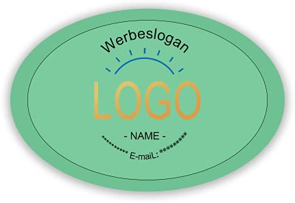 Benutzerdefinierte personalisierte Aufkleber Klebeetiketten Etiketten 100 Stück Angepasst von jedem Text & Bild oder Firmenlogo Eigenes Design gedruckt in mehreren Formen (Oval)