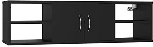 vidaXL Étagère Murale, Armoire Suspendue avec Rangement, Étagère d'Affichage, Meuble de Salle de Séjour, Moderne, Noir Bois d'Ingénierie