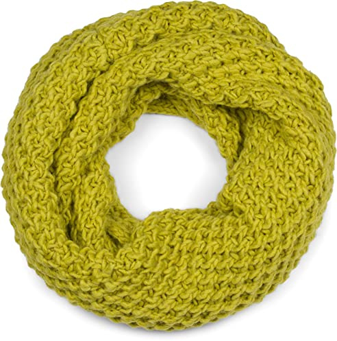 styleBREAKER fular de tubo chal de punto con motivo de punto grueso monocolor, fular de tubo, chal de punto de invierno, unisex 01018157, color:Verde lima