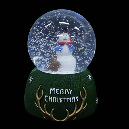 Uonlytech Led Schneekugel Weihnachtsdeko Mit Musik Und Beleuchtung Elektrische Schneewirbel Glitzerkugel FüR Winterlandschaft Tischdeko Musikalische Crystal Ball Aus Kunststoff 10X8X8Cm