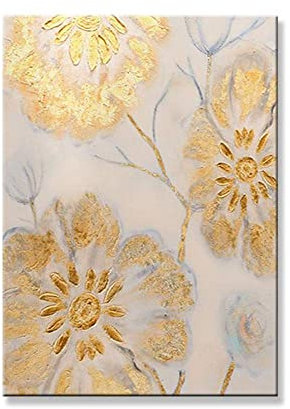 tymhrs Acrylbild,Handgemachte Weiße Gelbe Blume Wandkunst Ölgemälde Leinwand Handgemalte Dicke