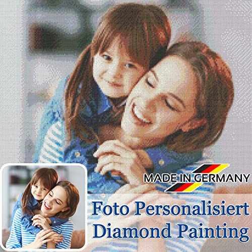 Personalisiert Diamond Painting Eigenes Foto,Personalisiert Diamond Painting Bilder 5D DIY Diamantmalerei Home Decor, Personalisierte Geschenke Für Muttertag,Geburtstage,Jubiläen(Rund, 30x40cm)