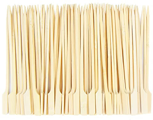VEYLIN Barbecue Skewers,100pcs Bamboo Paddle Skewers Bamboo Sticks for BBQ Cocktail Sticks (15cm)