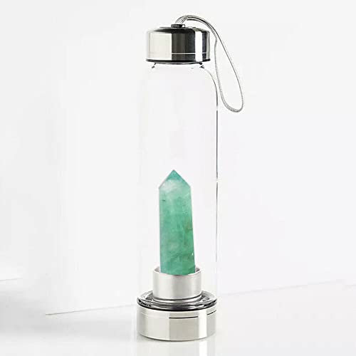 Bottiglia D'acqua in Cristallo Con Centro Di Pietre Preziose Obelisco Di Cristallo Reiki Con Punto Elisir Curativo Della Bacchetta Bottiglia D'acqua Infusa Con Gemma Di Cristallo