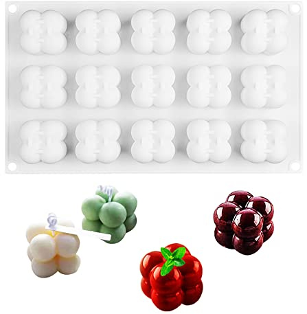 15 en 1 Moule Silicone Bougie, Boule silicone Molds, 3D DIY Moulle Fondant, Facile à Démouler pour La Réalisation de Bougies Parfumées, Chocolat, Fondant, Glace