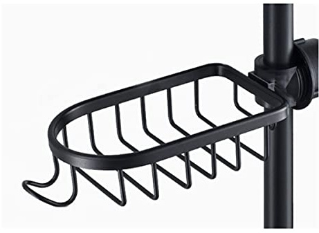 ZELNF Stainless Steel Soap Plates Convenient Clip-on Soap Tray Dish Adjustable Shower Rail Slide,Bathroom Kitchen Holder (Color : Black)