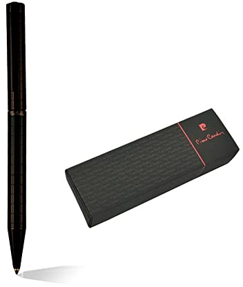 Pierre Cardin® ESPACE Kugelschreiber mit Gravur | Premium Stift Etui | blaue Mine | edel | personalisiertes Geschenk | Namen | graviert | Jahrestag | Geburtstag (Schwarz)
