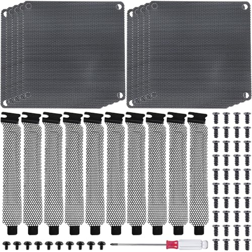 Xiatiaosann PCI kortplats fläktskydd 120 mm med PC-fläkt fint dammfilter (120 mm x 120 mm dammfilter 20 mm x 120 mm PCI kortplats, svart) med skruvar, skruvmejsel