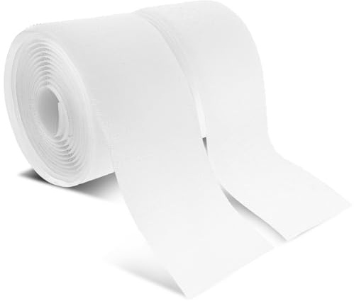 Bewudy 2Inch Wide Sew On Hook and Loop Strips, 6 Ft Nylon Strips Fabric Fastener Interlocking Tape Industrial Strength, Heavy Duty Strips Hook and Loop Tape for Clothing Sewing DIY Projects(White)