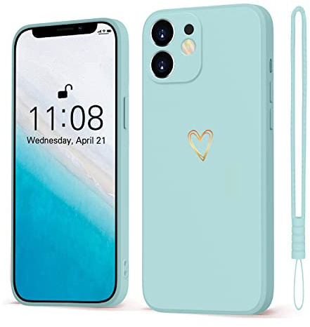 Mitetabo für Handyhülle iPhone 11,iPhone 11 Hülle Gold Liebesherz Mädchen Case Weich Silikon Slim Stoßfest Kratzfeste Süßes Gold Love Schutzhülle für iPhone 11 6.1 MintGrün